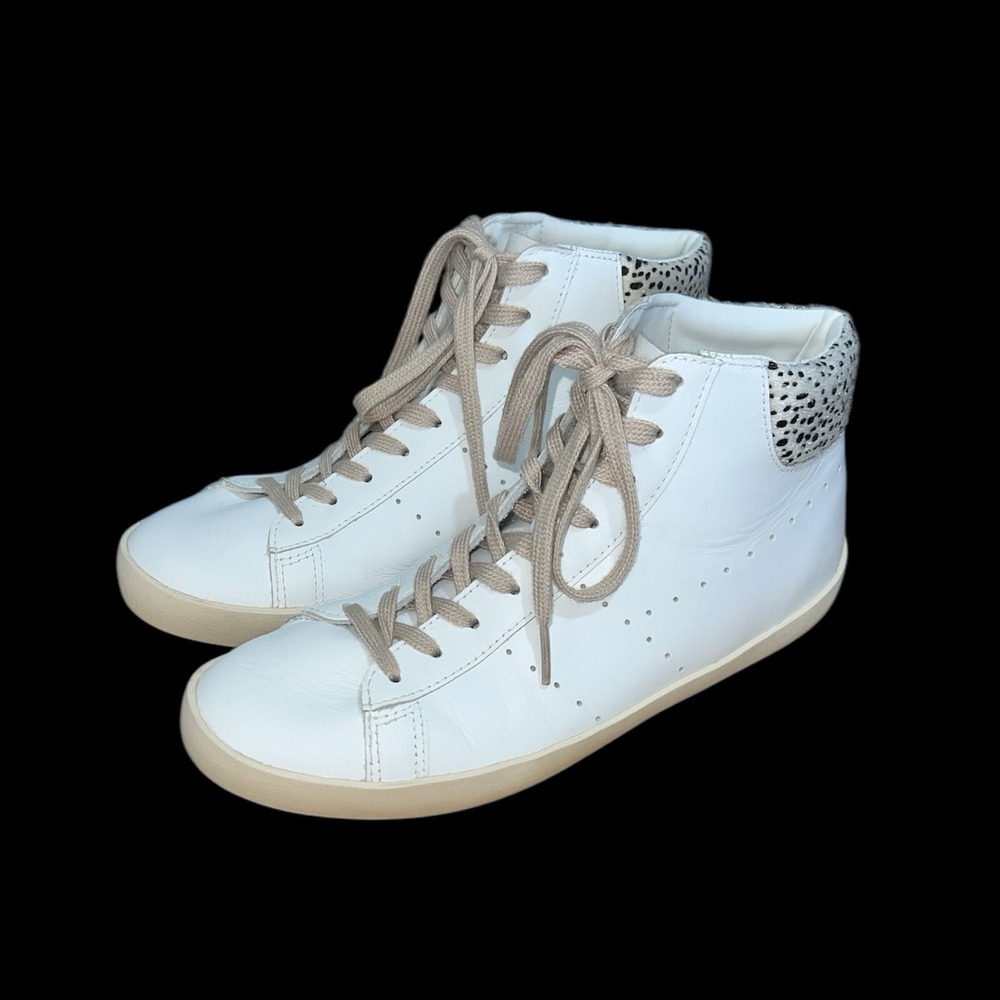 Gola Nova High Safari Sneakers Womens 8 White Leather Animal Print CLB196